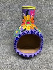 MEXICAN TALAVERA POTTERY CHIMNEY FLOWER POT PLANTER 8”TALL HANDPAINTED CANDLE