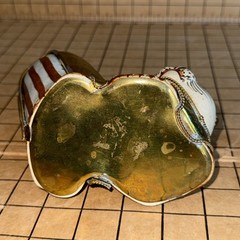 Vint BRASS CAT Tonala Mexican stretching Ceramic And Brass cat Figurine