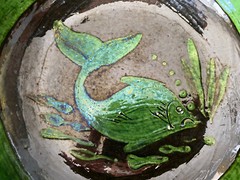 Set of 2 – Fish Folk Art Terracotta Pottery Bowls – 6.5” – Mexico – Signed A.C.