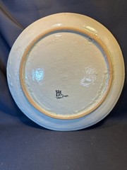 Handcrafted Large Mexican Folk Art Painted Round Platter 13.75 in. Signed