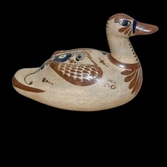 🦆 VTG Mexican Tonalá Pottery Duck Hand-Painted Folk Art Sculpture Signed 12″