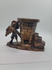 VTG Rdo De Mexican Folk Art Pottery Man Playing music Pen holder Figurine