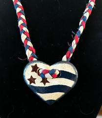 Heart Necklace Clay Handmade Rope Necklace with Heart & Stars Earrings