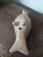 Vintage Mexico Pottery Effigy Parrot Bird Sculpture Vase Vessel Reproduction