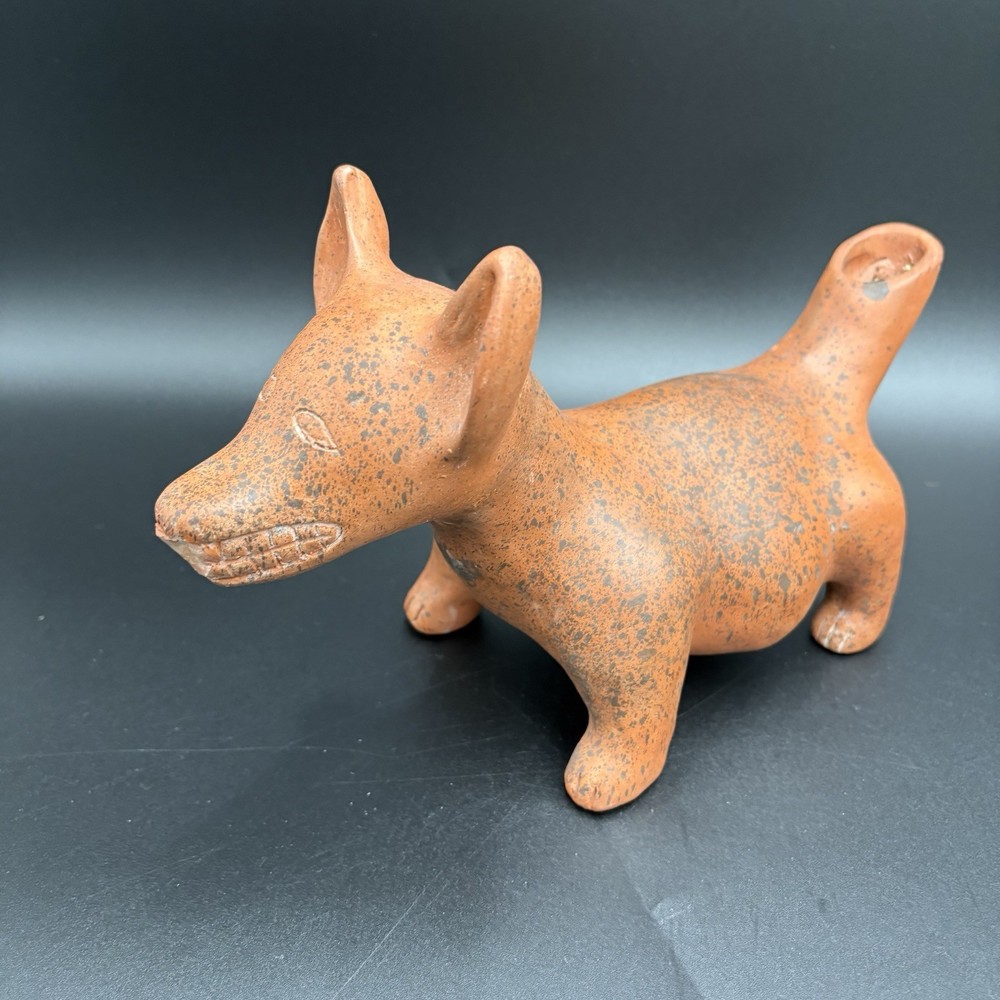 Mexican Handmade Dog Figurine Red Clay Pottery Colima Culture