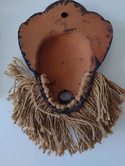 Vintage Aztec Tribal Mask Teracota Mayan Mexican Inca Pottery Modern Mid Century