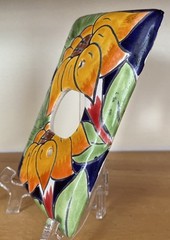 Talevera Single Outlet Plate Cover Sunflower Mexico Handmade Ceramic Pottery