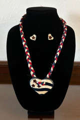 Heart Necklace Clay Handmade Rope Necklace with Heart & Stars Earrings