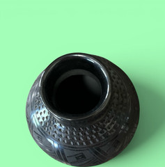 Mata Ortiz Pottery Black On Black Paquime Line Work Tomasa Mora Mexican Art