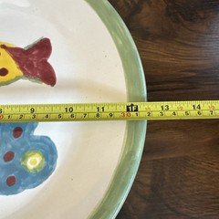 Mid-Century Modern Mexican Art Pottery Plate Picasso Style Fish 12″ Decorative