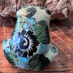 Hand-Painted Mexican Folk Art Ceramic Frog Floral Design 3.5″ Inch