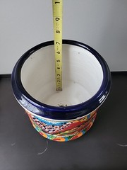 Talavera Mexican Pottery Round Planter With Legs Rings Ceramic Colorful 7″