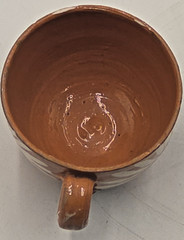 Vintage Hand Painted Mexican Pottery Demitasse Espresso Cup & Saucer Floral Terr