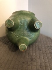 Table Top Chiminea Pottery Green Hand Made 8 Pounds Solid House Decor