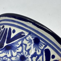 Talavera Tea Mug and Saucer Puebla Mexico Pottery Signed Floral Blue & White