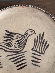 Tzintzuntzan Pottery Plate Michoacán Mexico Hand Painted Single Bird Unsigned