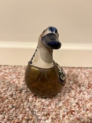 Vintage Handpainted Mexican Tonala Brass Copper Duck Figurine