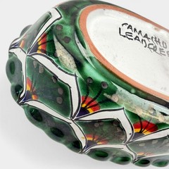 Talavera Camacho Mexico Lead Free Oval Dish 7.5″ Hand Painted Green Bowl