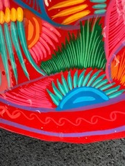 Talavera Mexican Pottery Footed Bowl Bird Floral Hand Painted Vibrant Colors