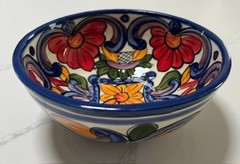 Handmade Mexican Talavera Pottery Ceramic Bowl Floral Handuras NEW