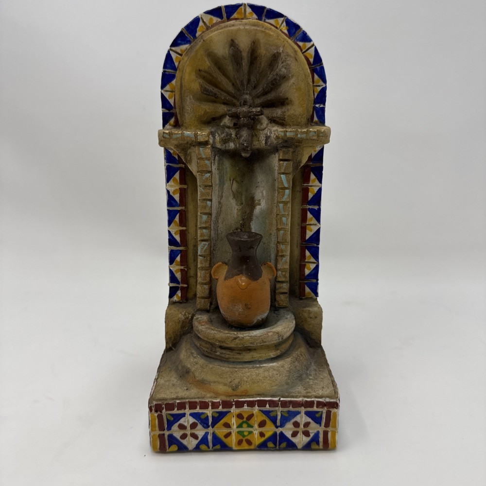 Miniature Mexican Handmade,Painted Pottery Tera Cota Wall Fountain Colorful