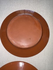 Vintage Mexican Terracotta Salad Plates Set of 4 Barro Rojo Hand Painted Flower