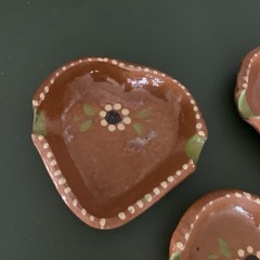 Set Heart Shape Ashtrays 4” Mexican Clay