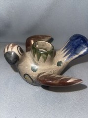 Classic Tonala Hand Painted Bird Signed Cat Mexico Pottery
