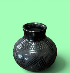 Mata Ortiz Pottery Black On Black Paquime Line Work Tomasa Mora Mexican Art