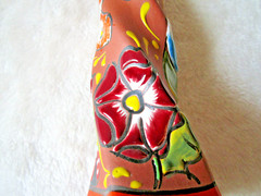 CERAMEX ADOBE MODERN 8.5″ VASE MEXICAN TERRACOTTA POTTERY ART HAND PAINTED