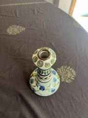 Mexico Tonala Pottery Floral Signed Candle Stick Single Holder
