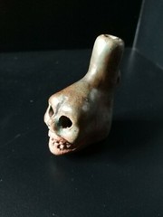 Death Whistle, Loud, Green, Small, Real, Aztec, Maya, Original, Hand Crafted.