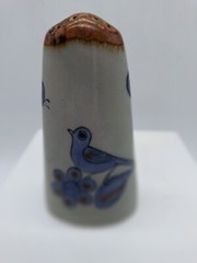 Shaker Tonala Mexican Pottery Art 8 hole Shaker Blue Bird Vtg Single