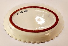 Set of 2 Mexican Pottery Signed Yellow Sunflower Bowls Cobalt Blue Oval & Round