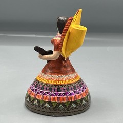 Vintage Mexican Folk Art Terracotta Angel w Guitar Single Candleholder Christmas
