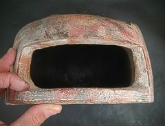 Vintage Terra Cotta Folk Art “Luna Y Casa”, Hand-Thrown Organic Modern Pocket