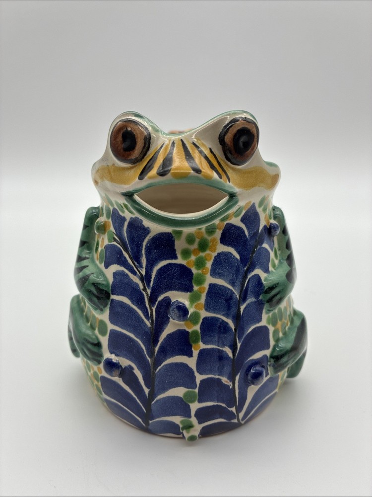 GTO Gorky Gonzales Mexican Folk Art Frog Creamer Pitcher Blue Green 5.25×6