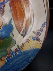 1930s Mexico Folk Art Hand Painted Wall Plate Bird Floral 12½”