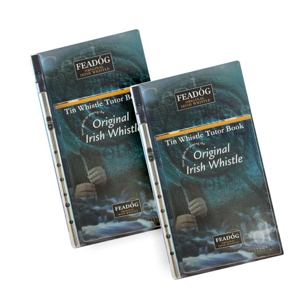Feadog Irish D Whistles (2-pack, Brass) & Tutor Book – Made in Ireland Gift