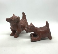 2 Vtg Classic Colima Dogs Pre-Columbian Style Redware Small Reproductions
