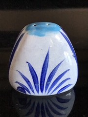VTG Tonala Mexican Pottery Single Shaker Hand Painted Flower Signed Initialed