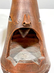 Mexico Handmade Burnished Clay VINTAGE Tabletop Chiminea/Chimney/Ashtray Marked