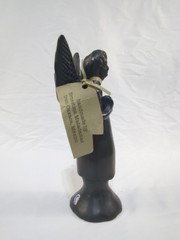 Vintage Oaxaca Mexico Black Pottery Clay Angel Candle Holder 7.5” Tall