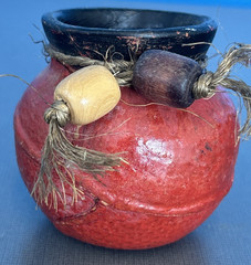 4 Multi Color Pot – Leather Covered Terracotta Mexican Pot ~JJ