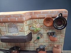 Mexican Bique Kitchen Traditional Diorama Miniature Pottery Folk Art Ceramic Vtg