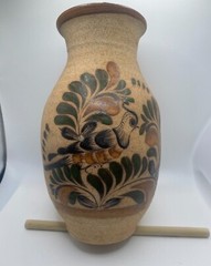 Tonala Mexican pottery vase bird, 8 inch tall, single bird