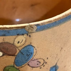 Vintage Mexican Tlaquepaque Pottery Mug Set of 4 Folk Art Style