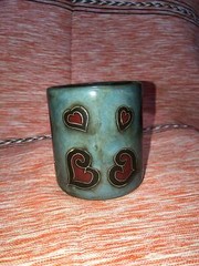 Heart MaraPottery Mug in lead free stoneware 16oz; 510V1