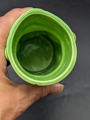 Vintage Green Ceramic Tiki Mug Mexico Maya Aztec Face Cup Souvenir Barware 5.5″