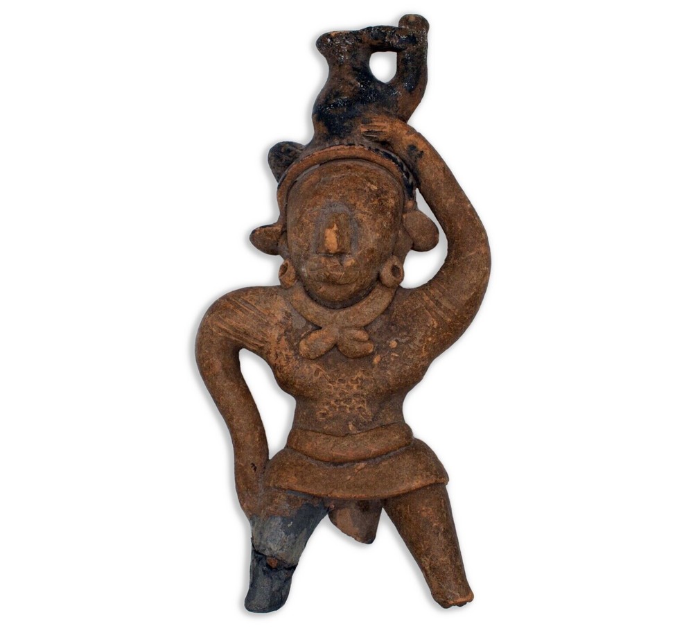 Pre-Columbian Mexico Mayan Standing Figure Terracotta Pottery Historic Artifact